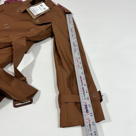 Burberry Wharfbridge Size US 2 Chestnut Brown Gabardine Trench Coat NWT $2550 - Picture 10 of 15